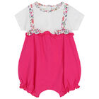Baby Girls White & Pink Romper, 1, hi-res