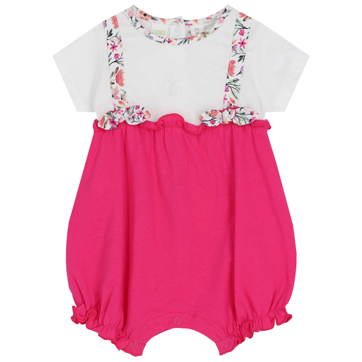 Baby Girls White & Pink Romper, 1, hi-res