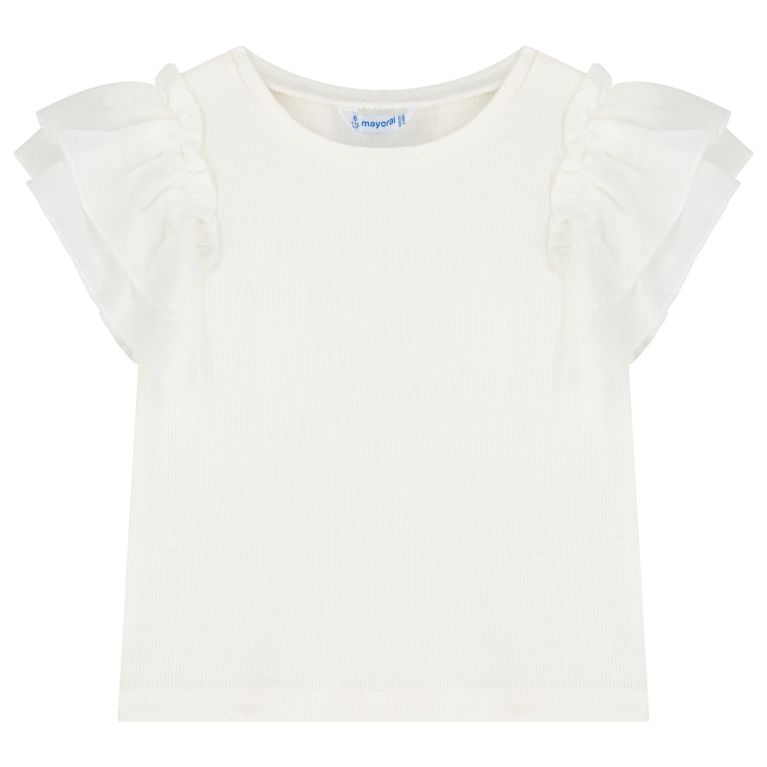 Girls Ivory Flutter Sleeve Top, 3, hi-res