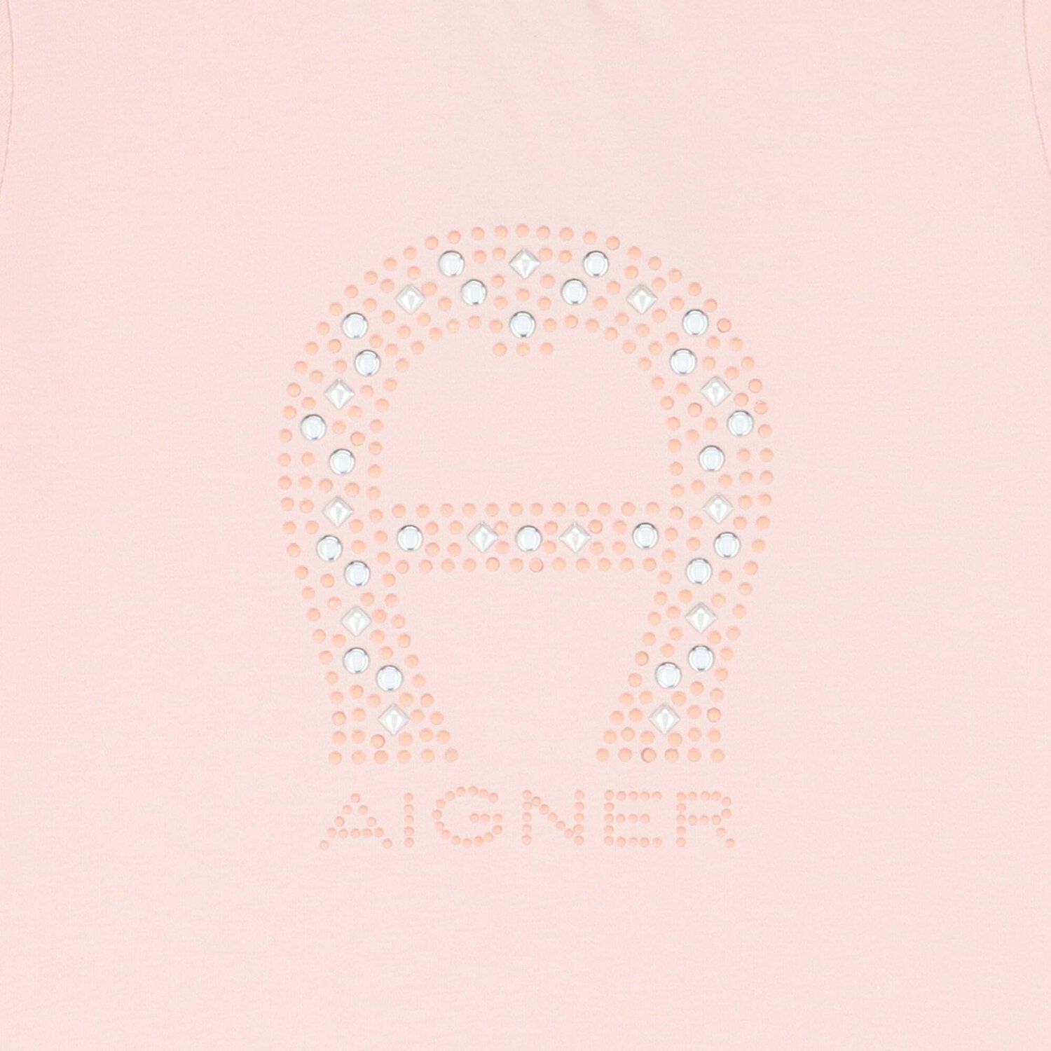 Girls Pink Embellished Logo T-Shirt, 2, hi-res