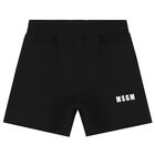 Younger Boys White & Black Logo Shorts Set, 1, hi-res