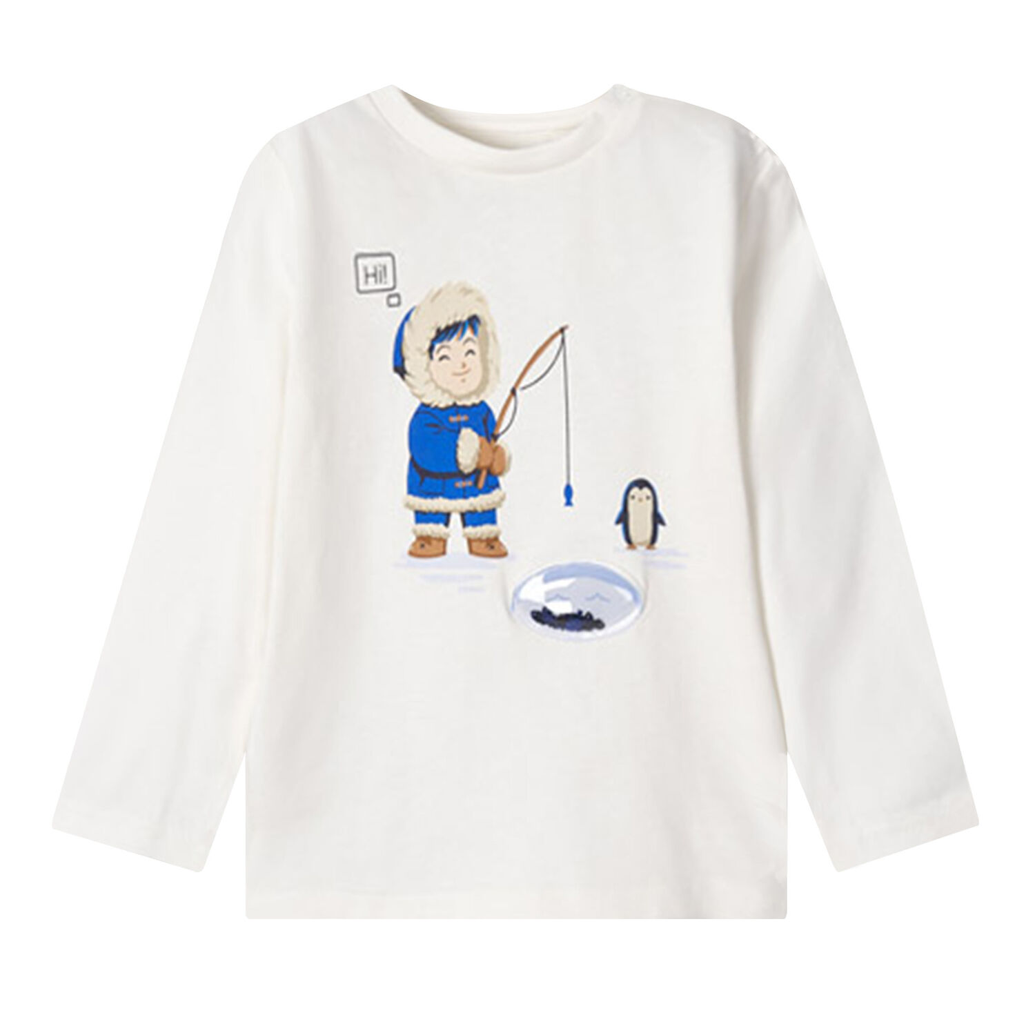 Younger Boys Ivory Eskimo Long Sleeve Top, 1, hi-res
