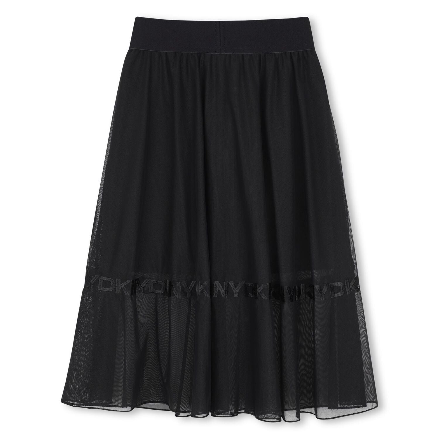 Girls Black Logo Mesh Skirt, 1, hi-res