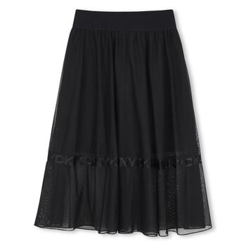 Girls Black Logo Mesh Skirt