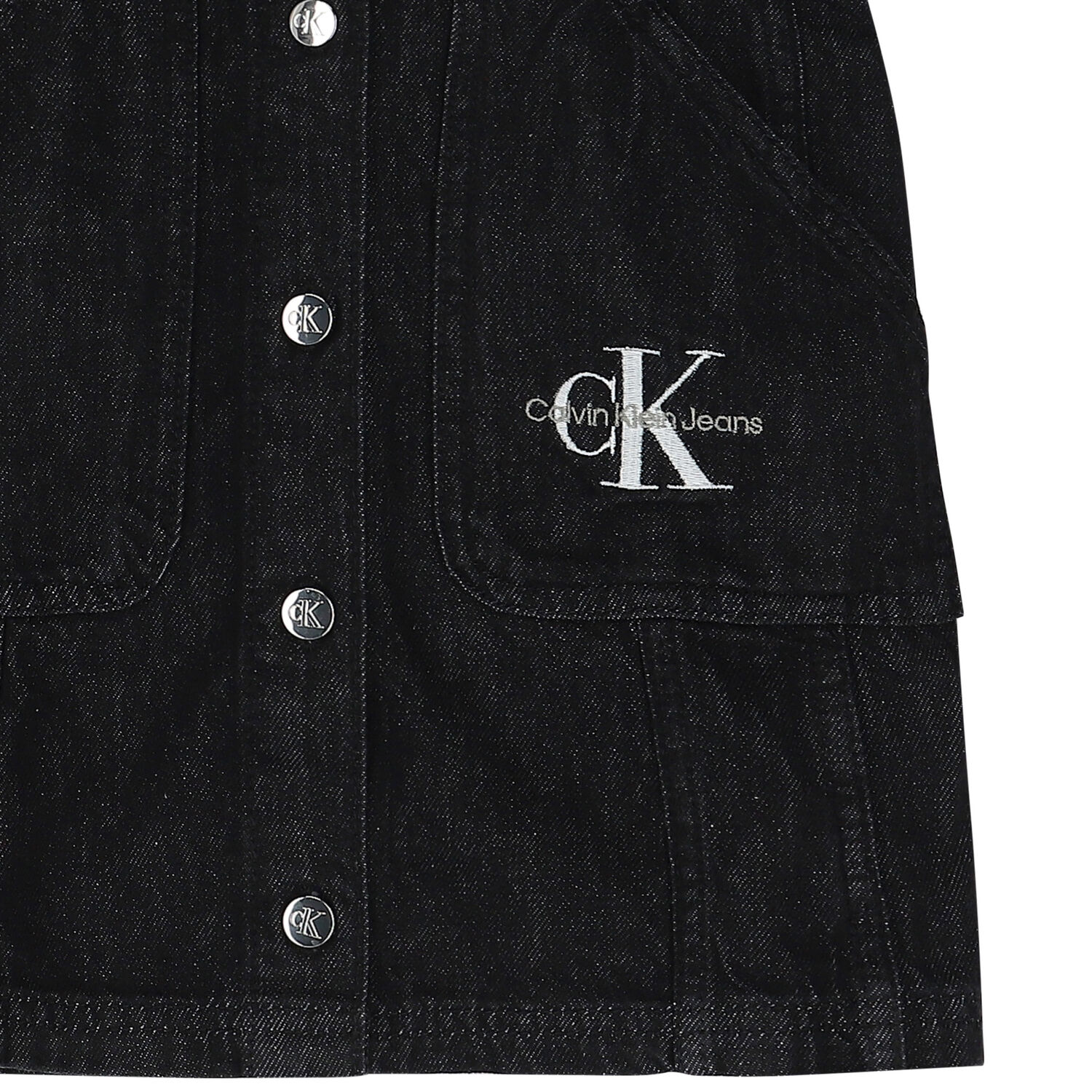Girls Black Logo Denim Dress, 1, hi-res