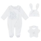 Baby Boys White & Blue Bunny Babygrow Gift Set, 1, hi-res