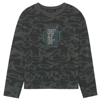 Boys Grey & Green Camouflage Long Sleeve Top