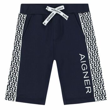 Younger Boys Navy Logo Shorts