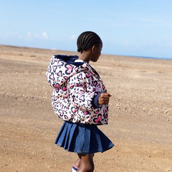 Girls Ivory & Navy Blue Reversible Jacket