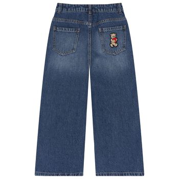 Girls Blue Logo Denim Jeans