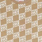 Boys Beige & White Check Logo T-Shirt, 1, hi-res