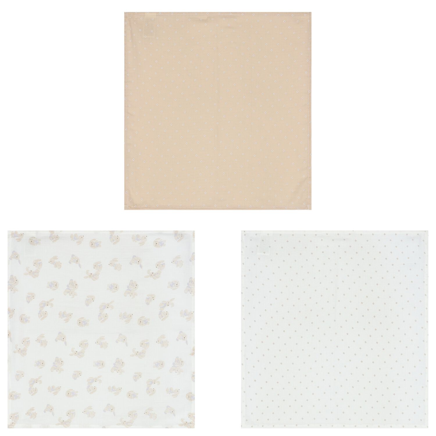 White & Beige Baby Muslin Swaddles (3-Pack), 3, hi-res image number null