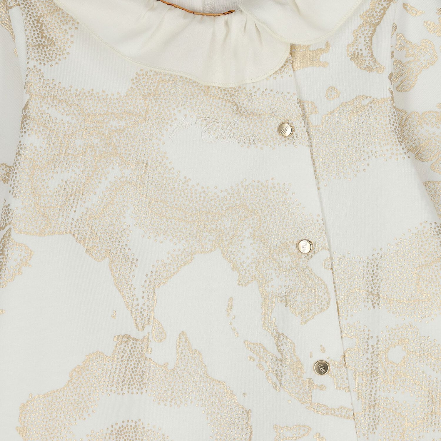 Baby Girls White & Gold Geo Map Babygrow, 1, hi-res