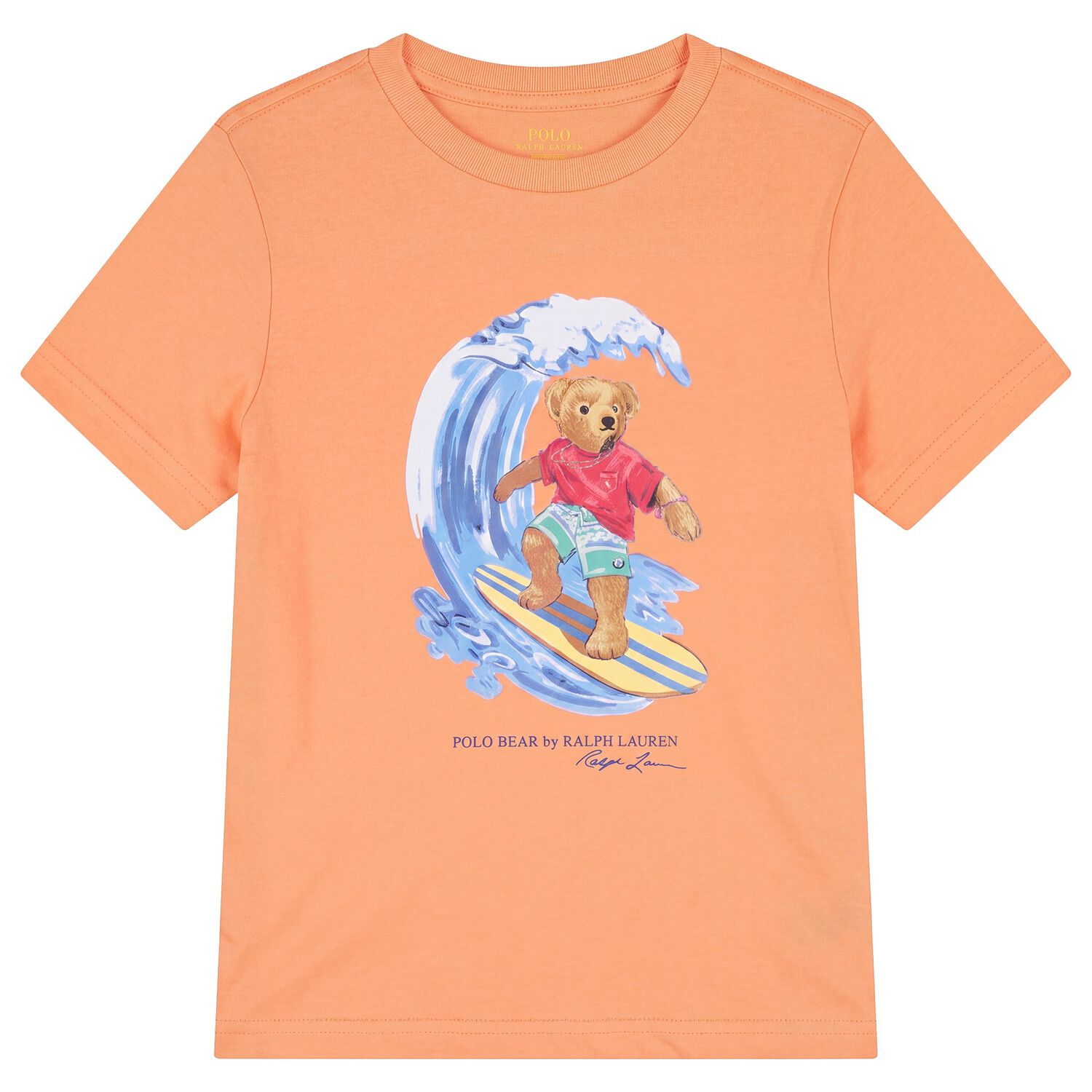 Boys Orange Teddy Bear Logo T-Shirt, 1, hi-res
