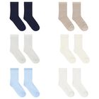 Baby Boys Blue, White & Beige Socks (6 Pack), 2, hi-res