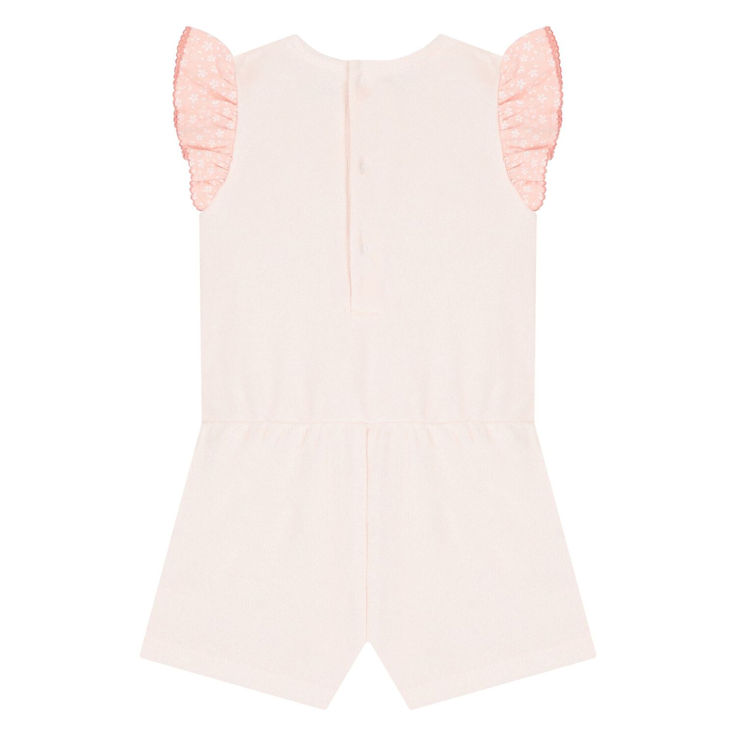 Baby Girls Ivory & Pink Logo Romper, 1, hi-res