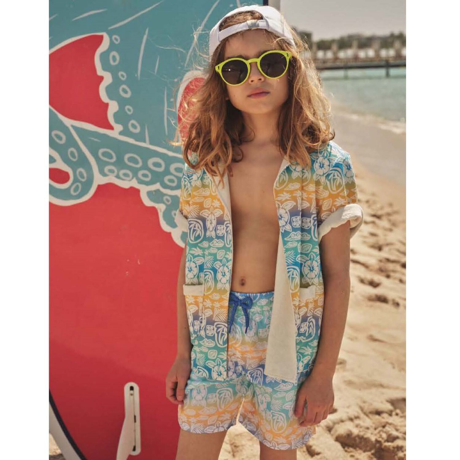 Boys Muti-Colored Logo Swim Shorts, 1, hi-res