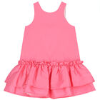 Girls Pink Bow Dress, 1, hi-res
