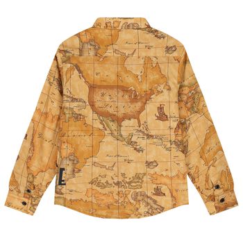Boys Beige Geo Map Shirt