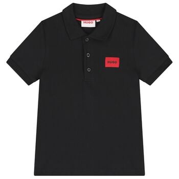 Boys Mini Me Black Logo Polo Shirt