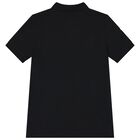 Boys Black Logo Polo Shirt, 1, hi-res