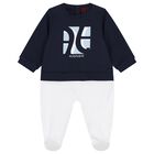 Baby Boys Navy Blue & White Logo Babygrow, 2, hi-res