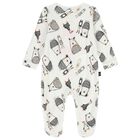 Ivory Velour Babygrow, 1, hi-res
