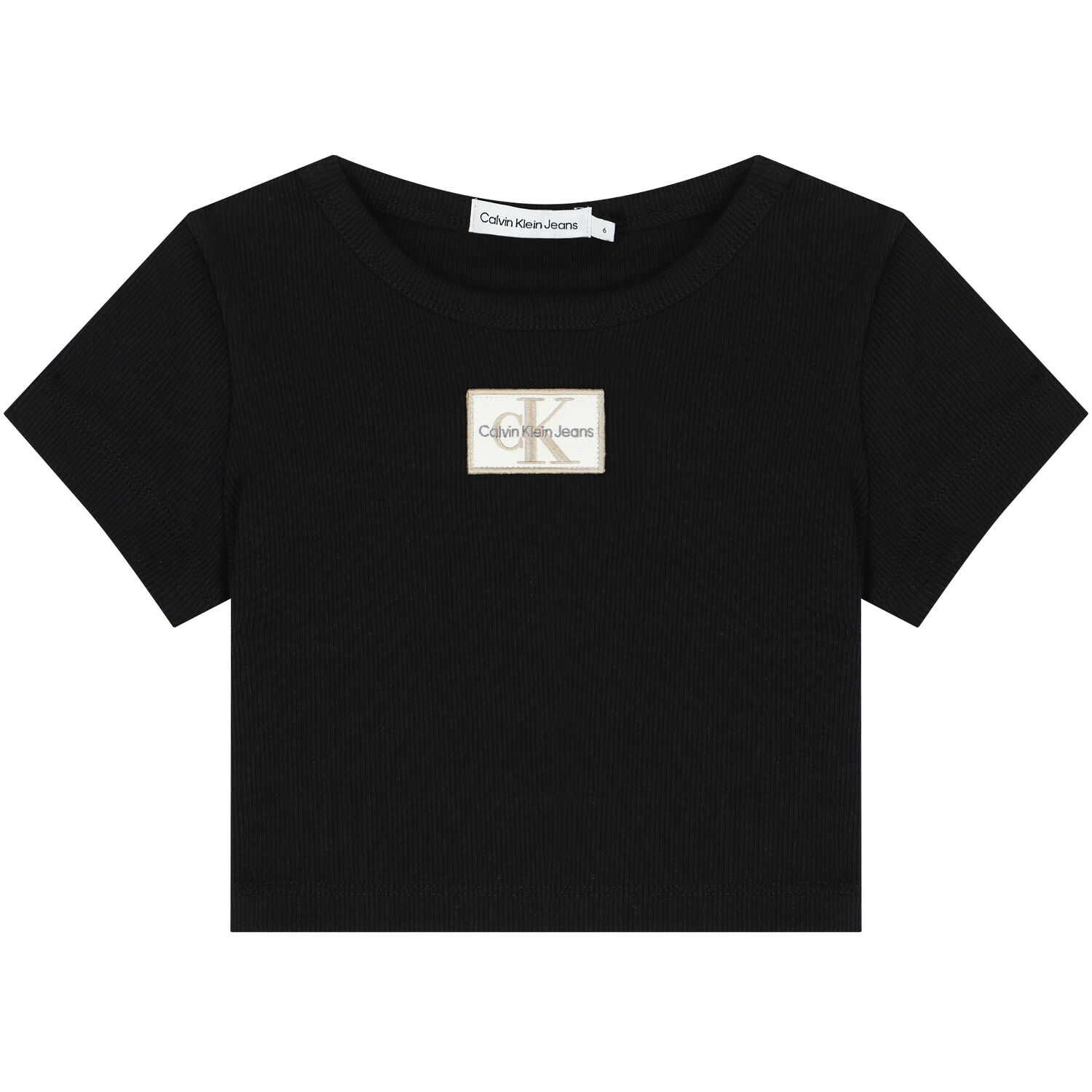 Girls Black Logo Ribbed T-Shirt, 2, hi-res image number null