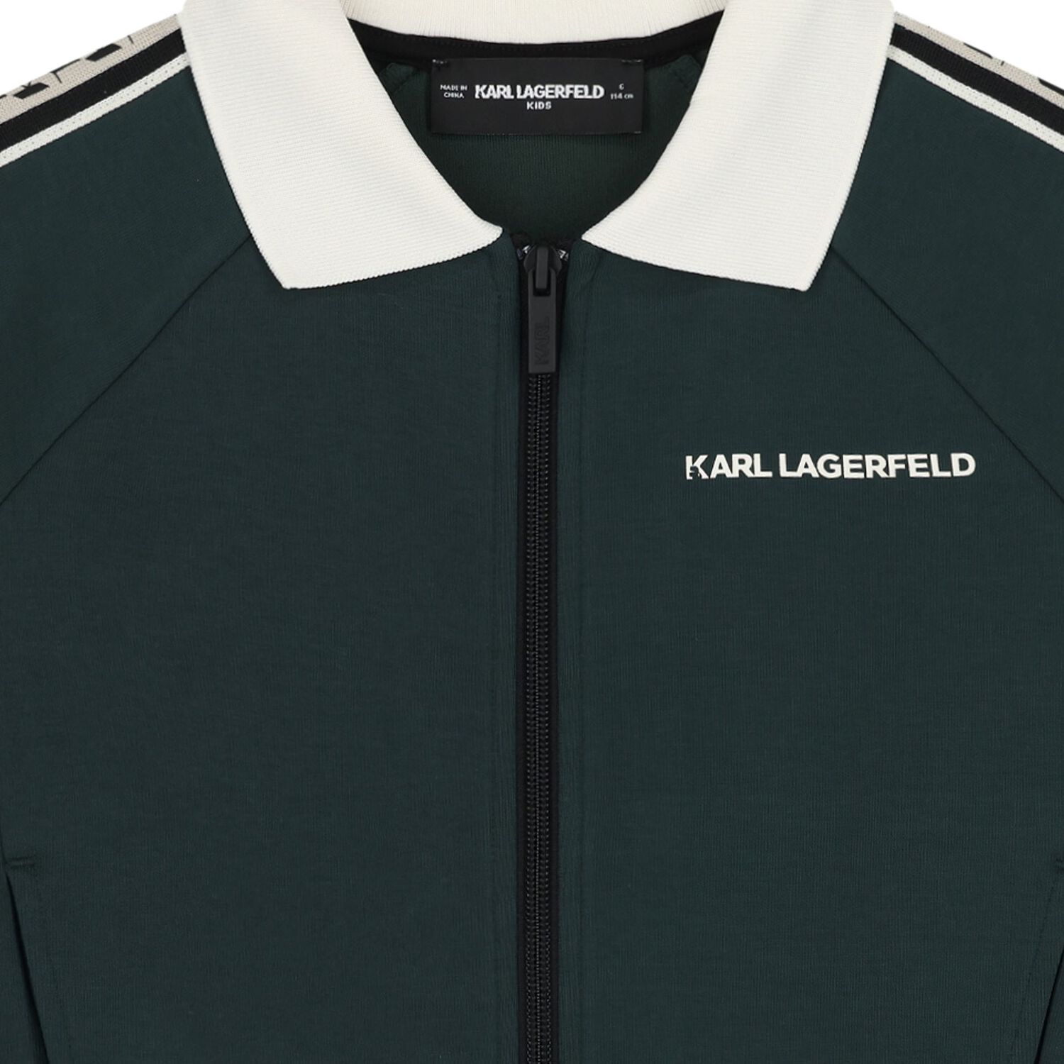 Boys Green Logo Zip Up Top, 1, hi-res