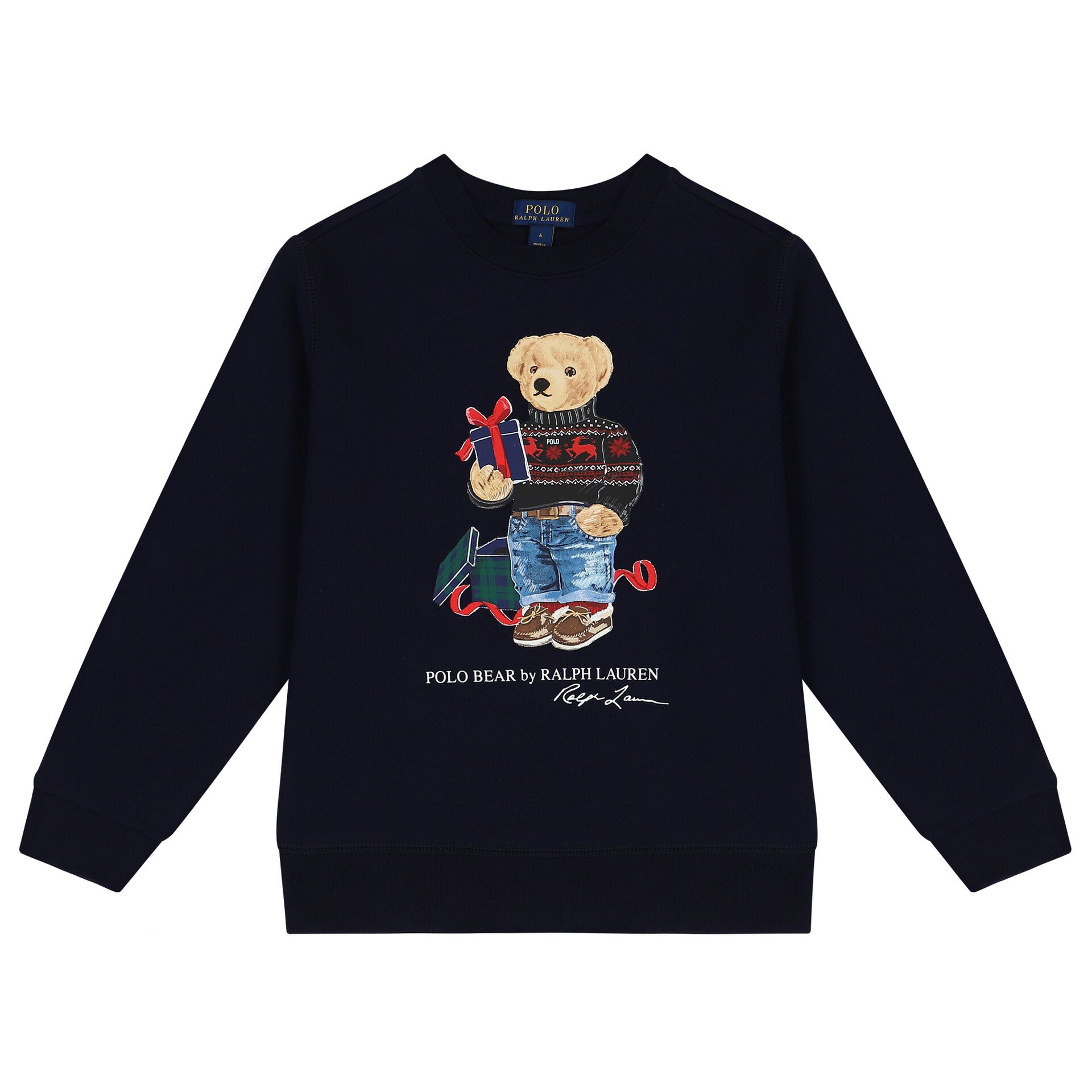 Ralph Lauren Boys Navy Blue Polo Bear Logo Sweatshirt Junior Couture UK