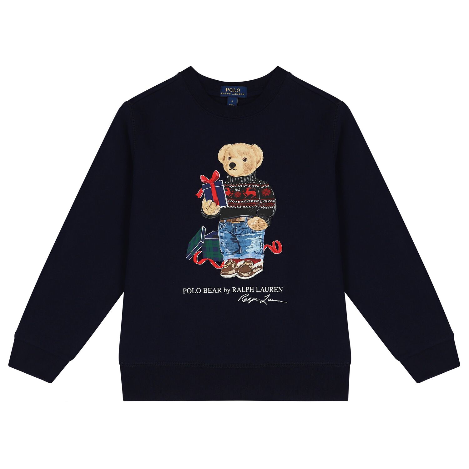 Boys Navy Blue Polo Bear Logo Sweatshirt, 1, hi-res image number null
