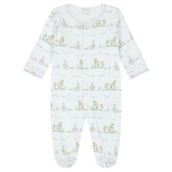 Baby Boys White Animals Babygrow