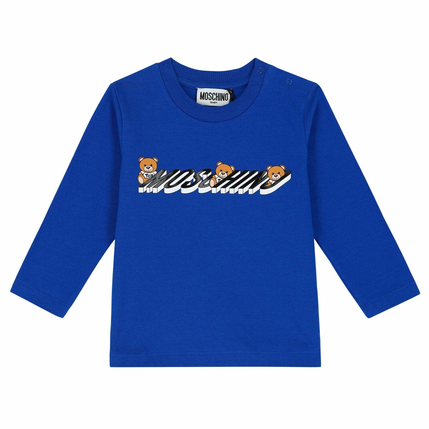 Blue Teddy Logo Long Sleeve Top, 1, hi-res