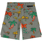 Boys Khaki Chameleon & Palm Tree Shorts, 1, hi-res