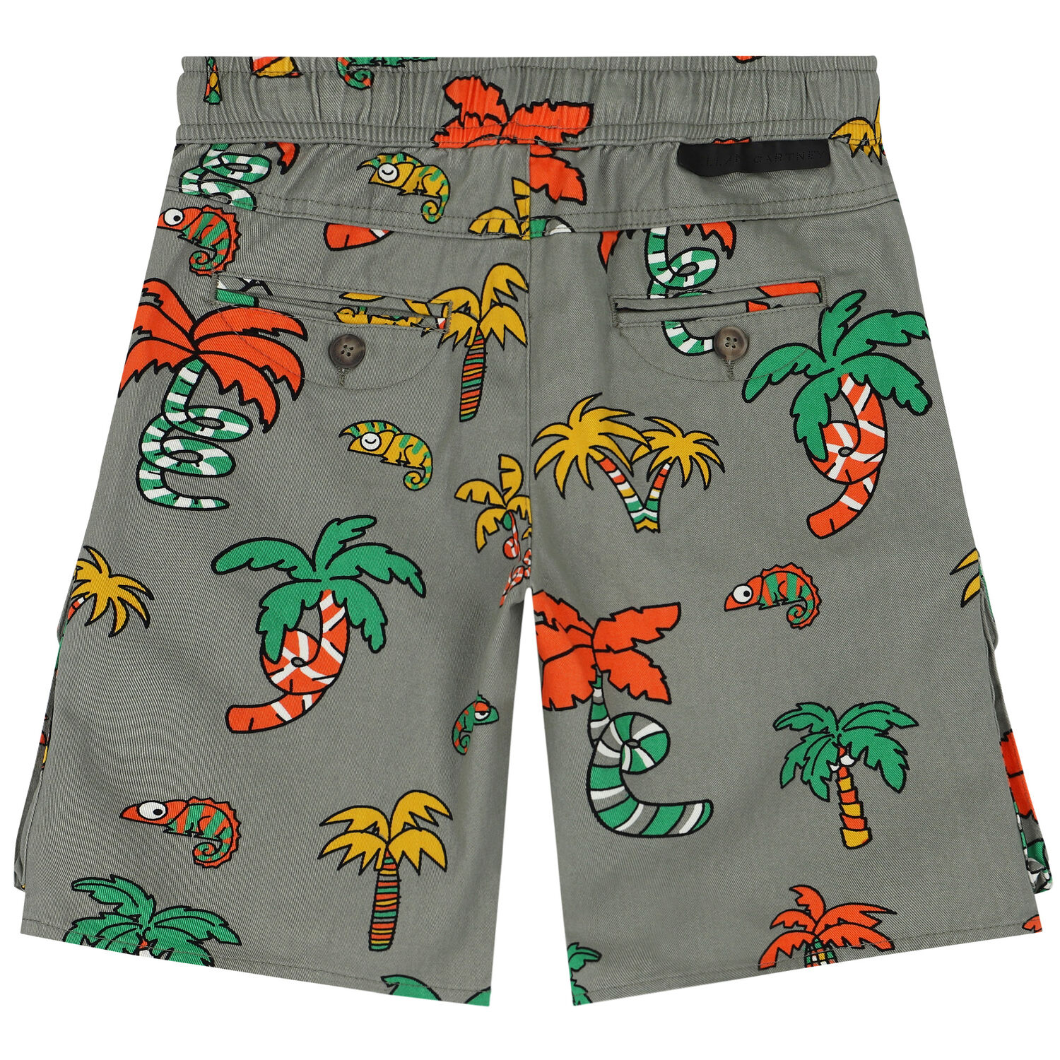 Boys Khaki Chameleon & Palm Tree Shorts, 1, hi-res
