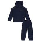 Boys Navy Blue Logo Tracksuit, 2, hi-res