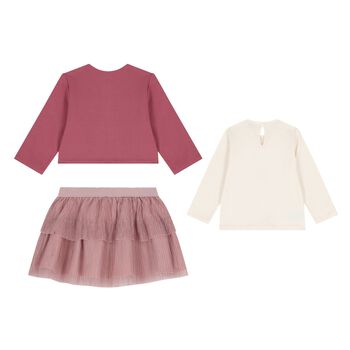 Younger Girls Navy Blue, Gold & Ivory Skirt Set