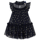 Girls Navy Blue Star Tulle Dress, 2, hi-res