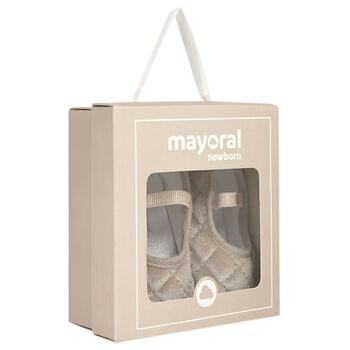 Baby Girls Beige Velvet Pre Walker Shoes