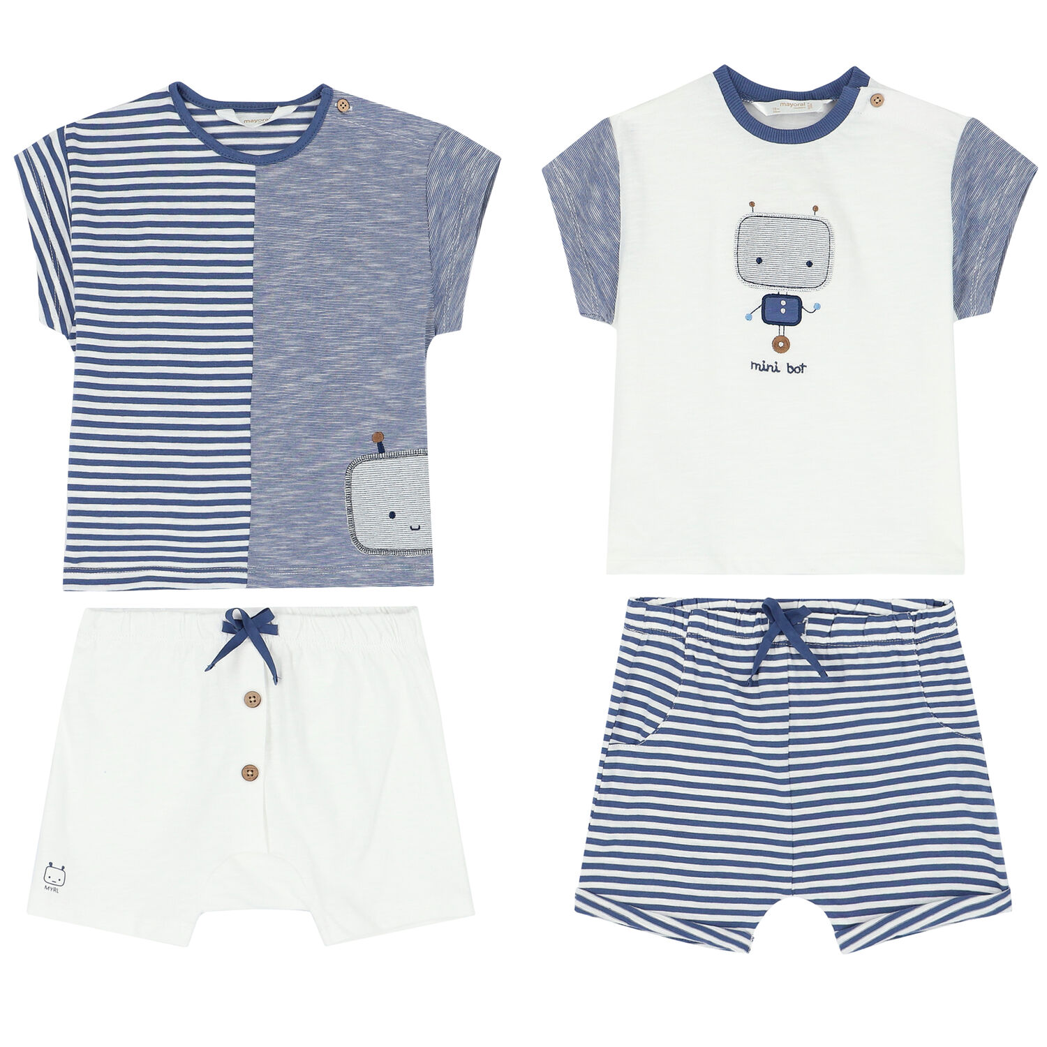 Baby Boys White & Blue (4 Piece), 1, hi-res