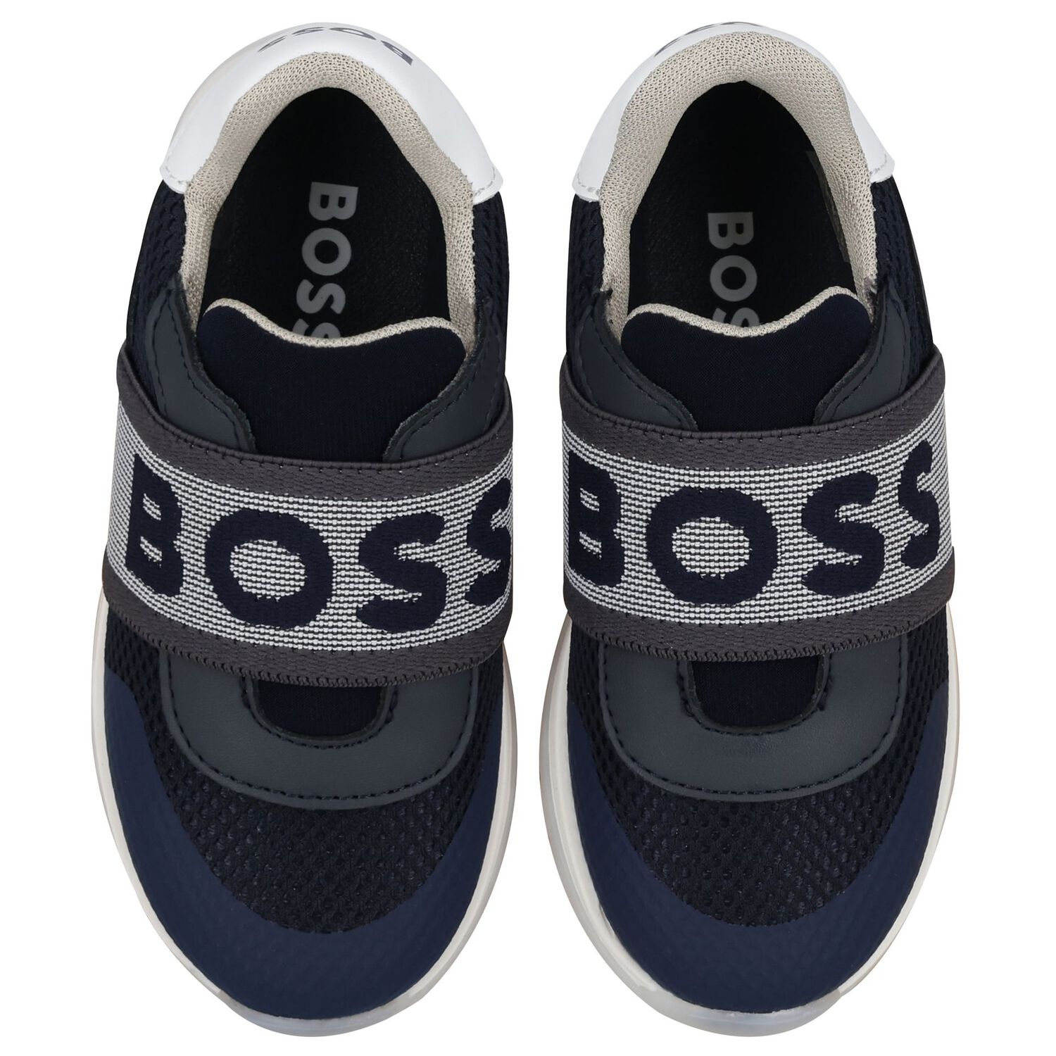 Boys Navy Blue Logo Trainers, 2, hi-res image number null