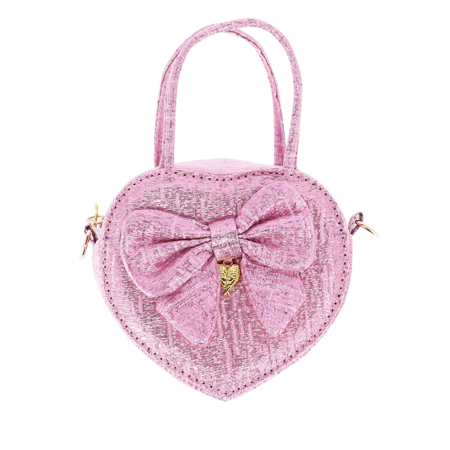 Girls Pink Jacquard Handbag, 1, hi-res image number null