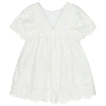 Girls White Floral Lace Dress