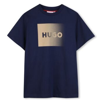 Boys Mini Me Navy Blue Logo T-Shirt