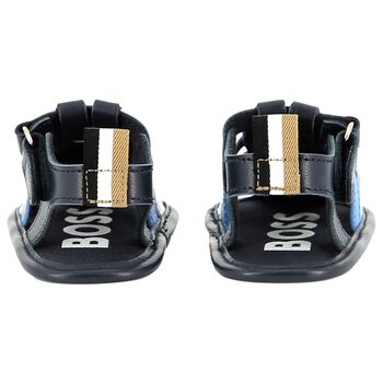 Baby Boys Navy Blue Logo Sandals