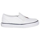Boys White Logo Trainers, 1, hi-res