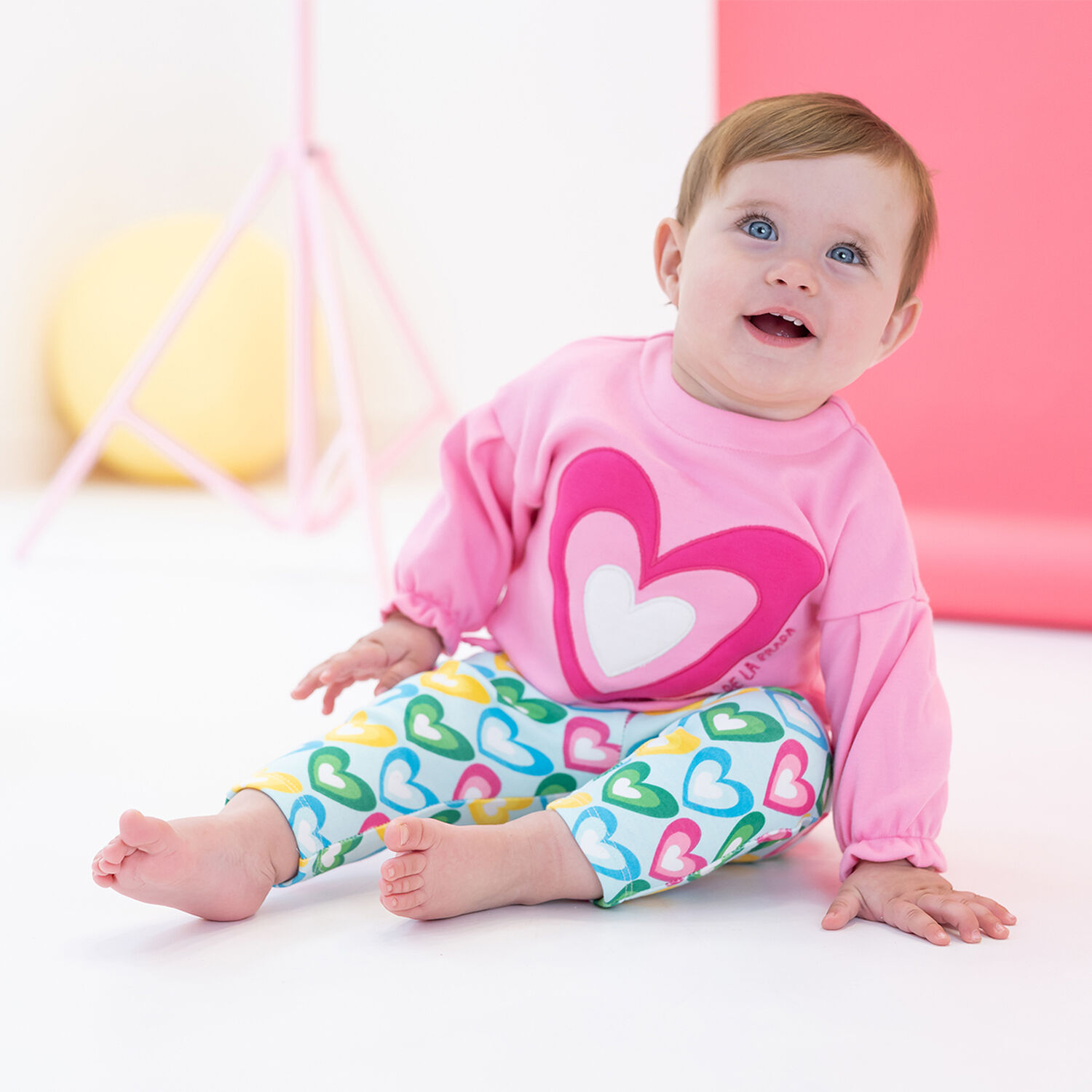 Girls Pink & Blue Heart Leggings Set, 1, hi-res