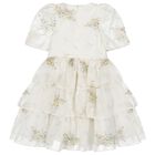 Girls Ivory Floral Dress, 1, hi-res