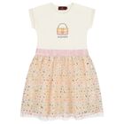 Girls Ivory & Pink Logo Sequin Dress, 1, hi-res
