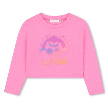 Girls Pink Cat Long Sleeve Top